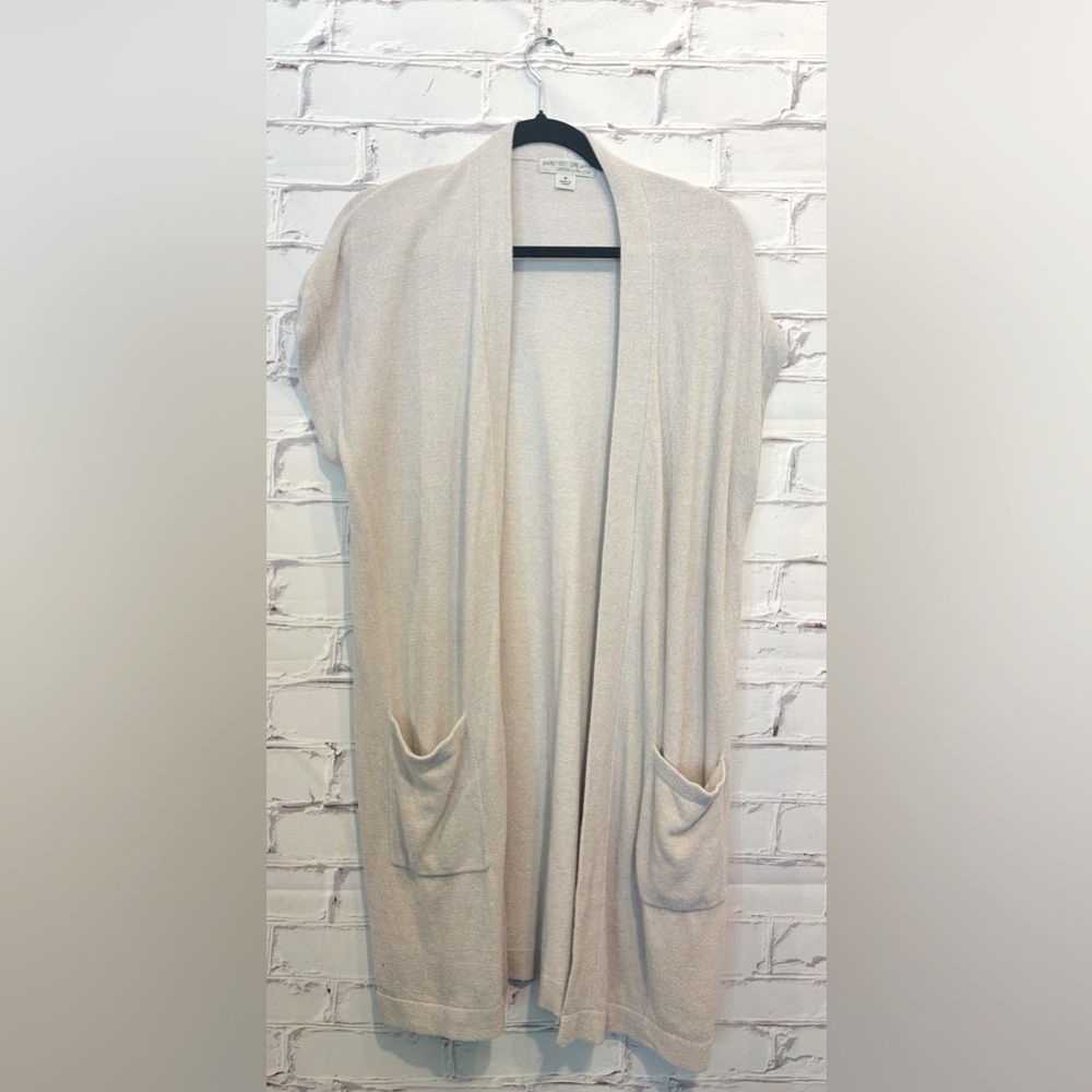 Barefoot Dreams CozyChic Ultra Lite Sleeveless Long Cardigan Beige Size Medium